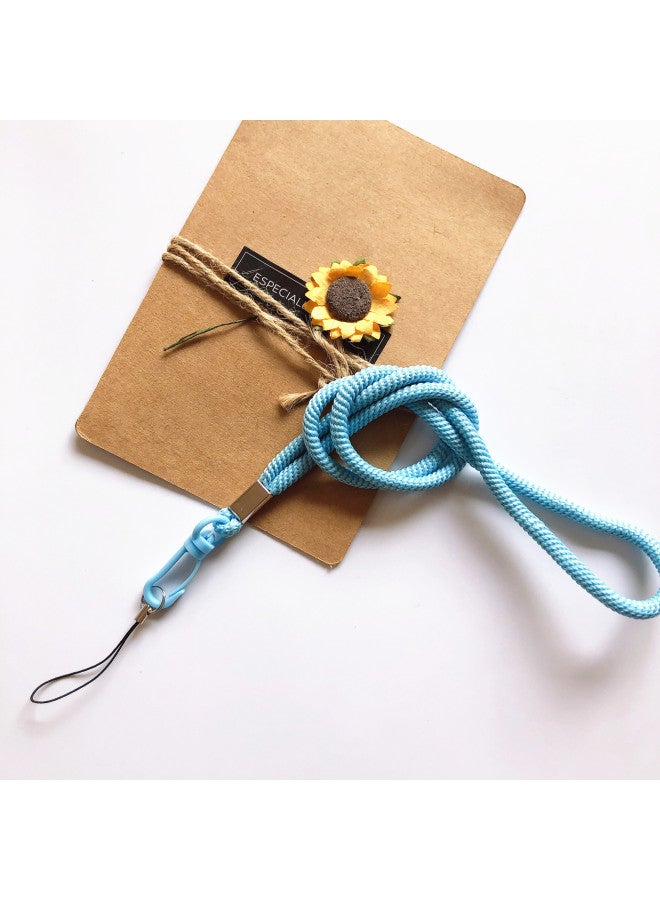 Specializing In The Production Of Woven Mobile Phone Lanyard Long Rope With Round Cotton Rope Exhibition Card Lanyard Can Be Specified Length-Specifications Support Image Upload:Light Blue - Image 1