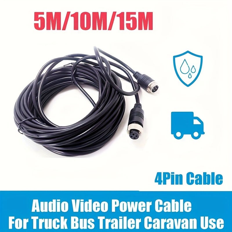 4 Pin Aviation Video Extension Cable 590.55inch For CCTV Rear View Camera Monitor - Image 1