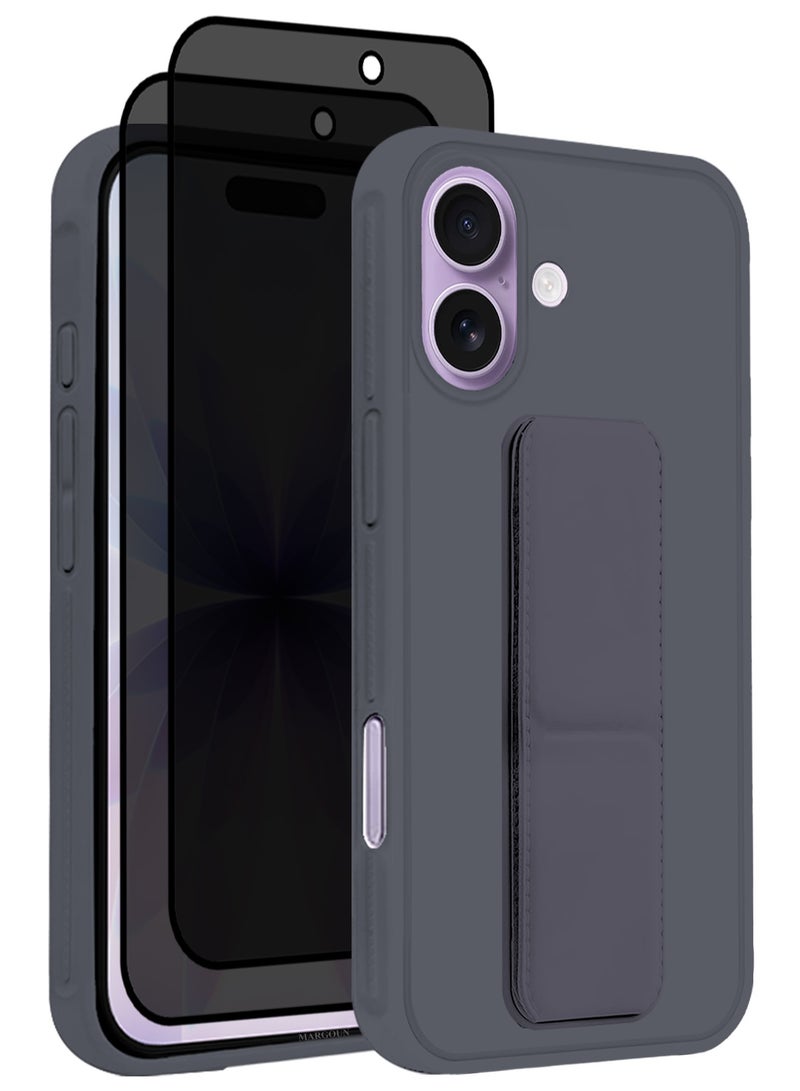 3 Packs Premium PU Leather Case for iPhone 17 with Stand Function Shockproof and Anti Scratch Finger Grip with Two Privacy Screen Protector - Image 1