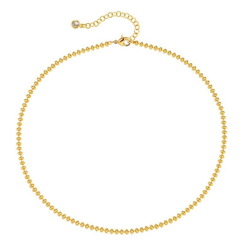 MTMY Beaded Necklace for Women 14K Gold Plated Dainty Colorful Beaded Pearl Choker Necklace Delicate Boho Choker Necklace Jewelry Gift (Gold beaded) - Image 1