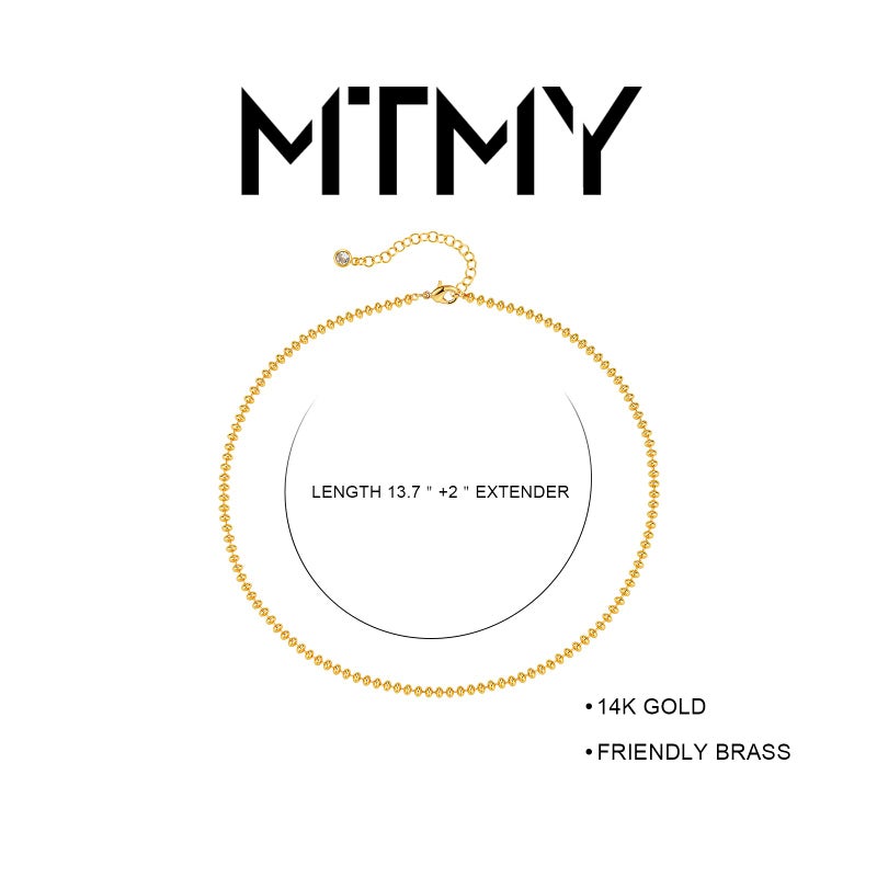 MTMY Beaded Necklace for Women 14K Gold Plated Dainty Colorful Beaded Pearl Choker Necklace Delicate Boho Choker Necklace Jewelry Gift (Gold beaded) - Image 5