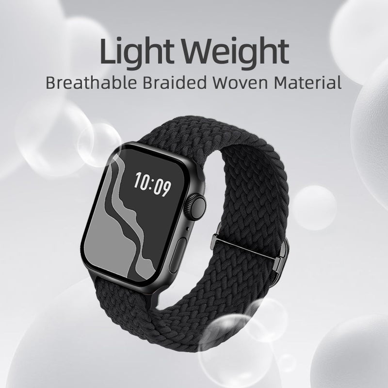 Suitisbest Braided Stretchy Solo Loop Compatible for Apple Watch Band 38mm 40mm 41mm 42mm 44mm 45mm 46mm 49mm for Women Men, Nylon Elastic Straps Wristbands for iWatch Series 11/10 9 8 7 6 5 4 3 SE/Ultra 3 2 1 - Image 4