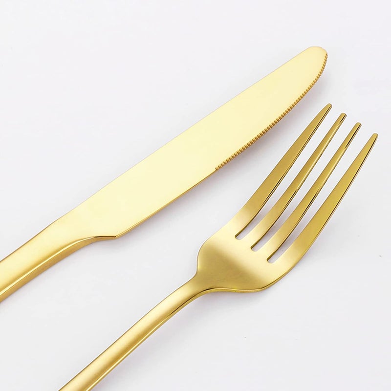 Zalaxt 24 pcs Flatware Set Gold Stainless Steel Flatware Set for 6 Knife Fork Spoon Home Dinnerware Tableware Set for 6 Cutlery Set Include KnivesForksSpoons - Image 5