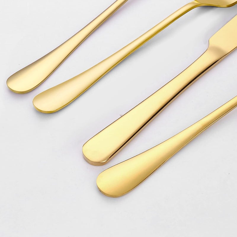 Zalaxt 24 pcs Flatware Set Gold Stainless Steel Flatware Set for 6 Knife Fork Spoon Home Dinnerware Tableware Set for 6 Cutlery Set Include KnivesForksSpoons - Image 3