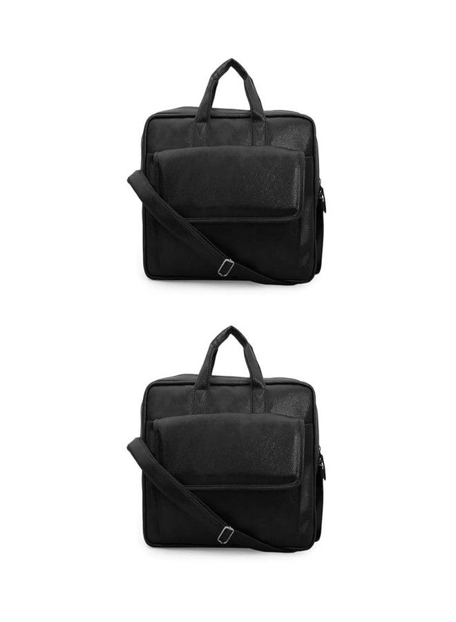 Treggo Men’s Black Leather Laptop Briefcase - Business Messenger Bag with Adjustable Shoulder Strap, Office & Travel Bag - Image 1
