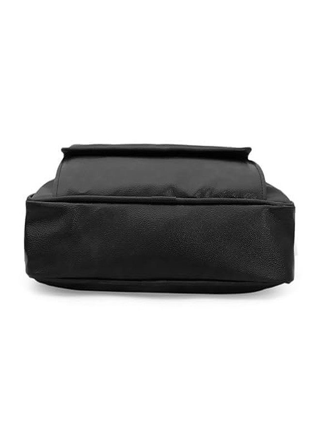 Treggo Men’s Black Leather Laptop Briefcase - Business Messenger Bag with Adjustable Shoulder Strap, Office & Travel Bag - Image 3