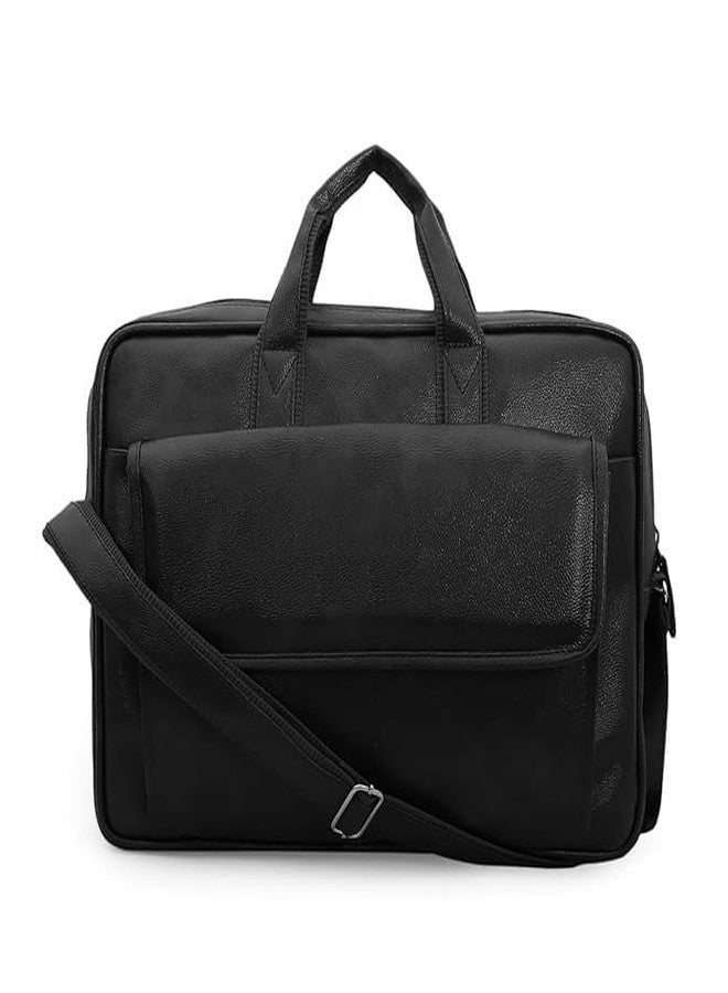 Treggo Men’s Black Leather Laptop Briefcase - Business Messenger Bag with Adjustable Shoulder Strap, Office & Travel Bag - Image 2