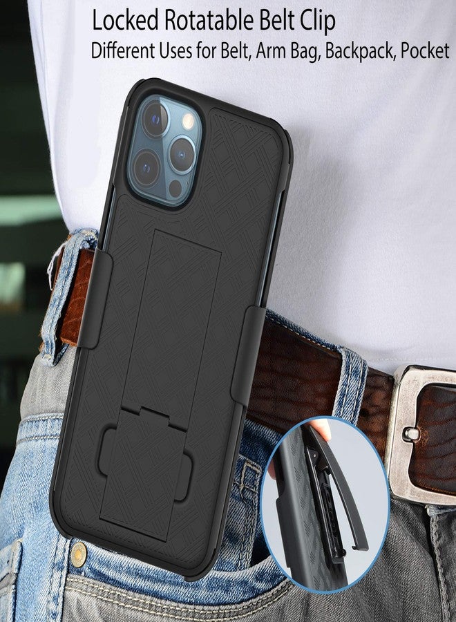 Ailiber Compatible with iPhone 12 Pro Max Case with Screen Protector, for iPhone 12 ProMax Belt Clip Holster, Kickstand Holder Slim Shockproof Protective Cover for iPhone 12 Max Pro 6.7 inch - Black - Image 5