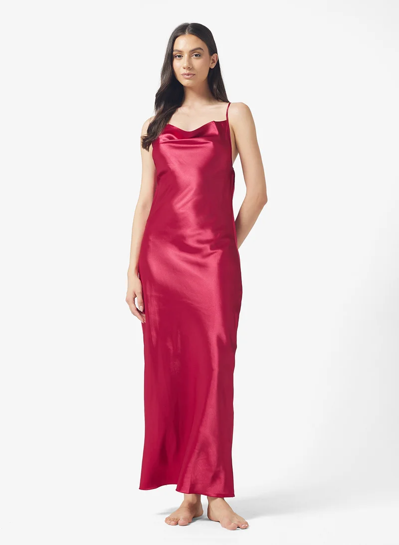 ELLA Night Slip Dress With Cross Back Detail