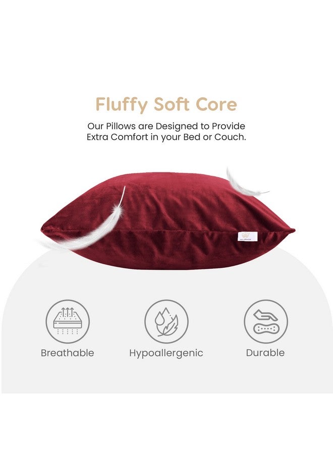 MY ARMOR Micro Fibre Square Pillow, Cushion for Sofa, Car and Decoration (12 x 12 inch or 30.5 x 30.5 cm (Pack of 5), with Maroon Velvet Cover) - Image 3