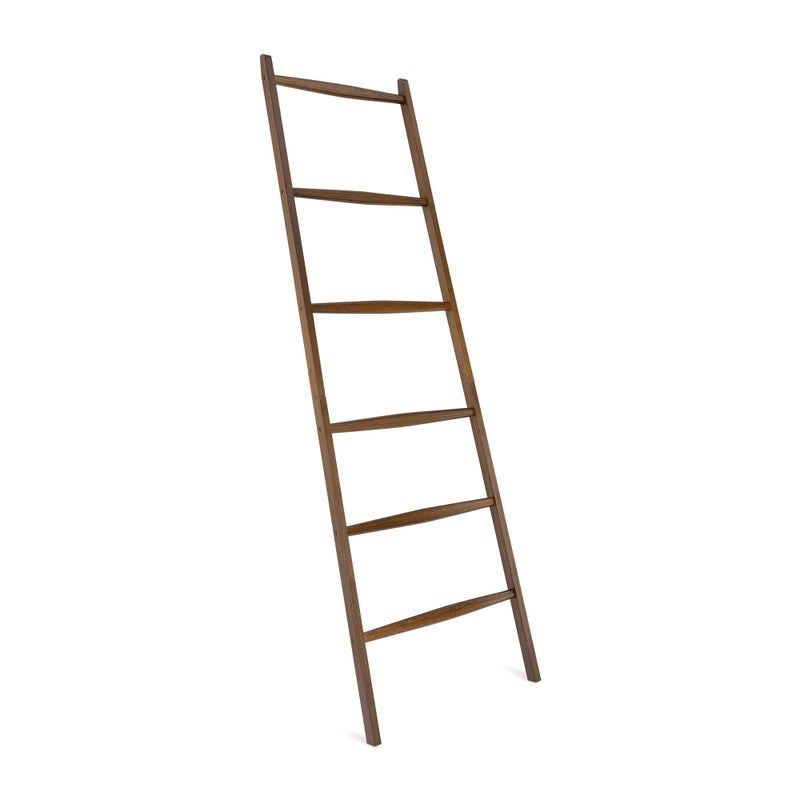 Navaris Navaris Bamboo Towel Ladder  Wooden Rack Rail Blanket Towel Clothes Linen Railing Hanger for Bathroom Bedroom  Wood Towel Holder Stand  Dark Brown 