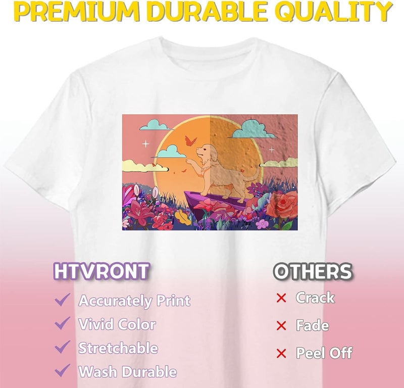 HTVRONT Heat Transfer Paper for T Shirts - 6 Pack Printable Heat Transfer Vinyl 8.5" X 11" - Wash Durable Iron on Transfer Paper for Inkjet Printer - Image 2