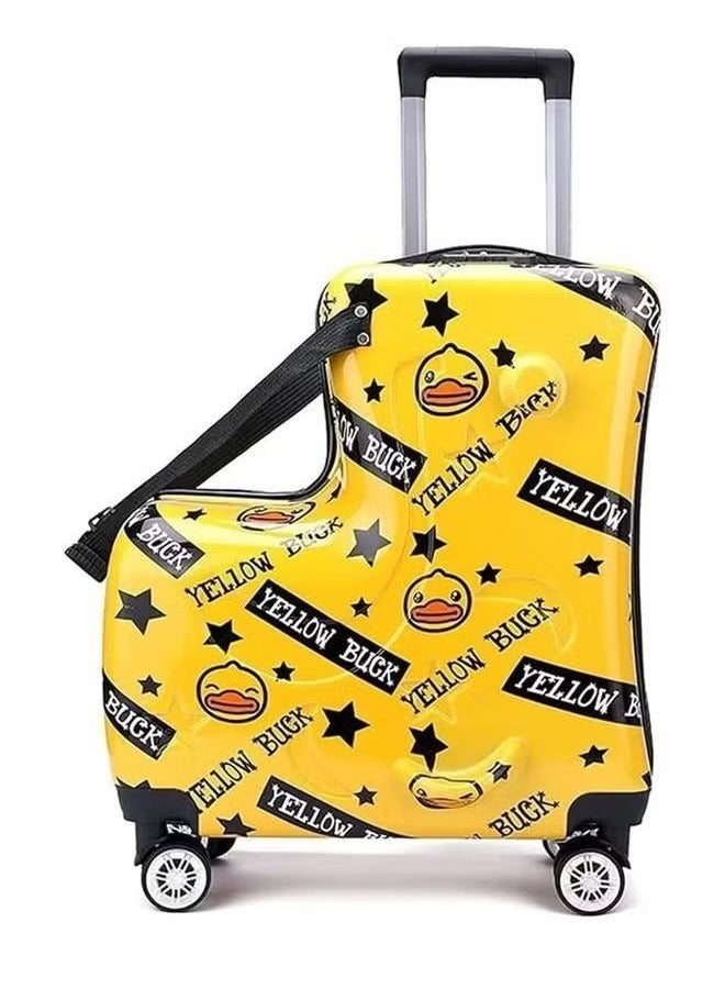 Children travel in suitcases, trolley cases, yellow - Image 1