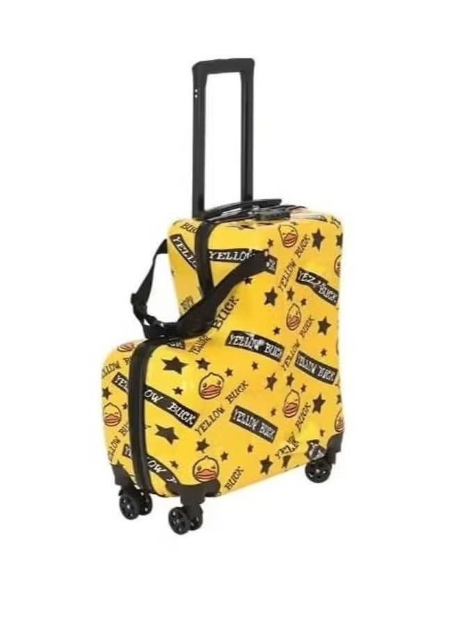 Children travel in suitcases, trolley cases, yellow - Image 5