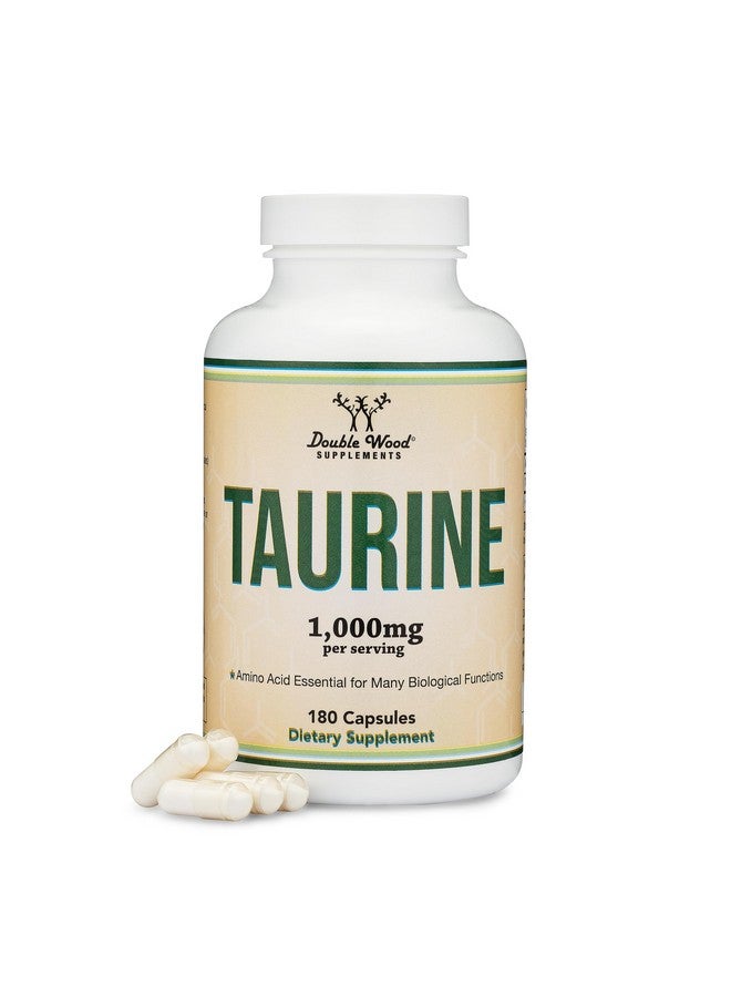 Double Wood Supplements Taurine Supplement 1000mg Per Serving, 180 Capsules - Amino Acid Studied to Support a Longer, Healthier Life (Taurina) Vegan Safe, Gluten Free, Non-GMO by Double Wood - Image 1