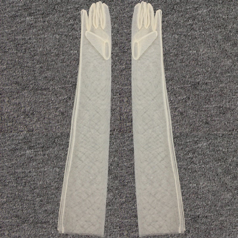 DIY Sheer Bridal Gloves in Black, White  Red Champagne 