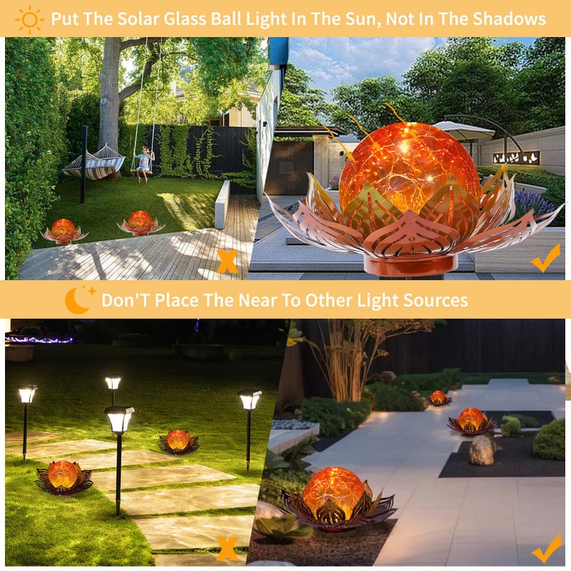 MLKNK Lotus Flower Lamp Solar Garden Lights Yard Art Gardening Gifts for Women Waterproof Led Metal Flower Lights for Patio Porch Pathway Lawn Pond Outdoor Decorations - Image 3