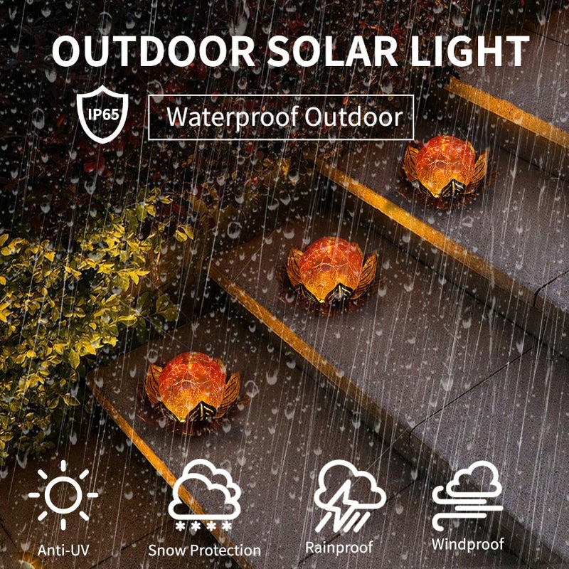 MLKNK Lotus Flower Lamp Solar Garden Lights Yard Art Gardening Gifts for Women Waterproof Led Metal Flower Lights for Patio Porch Pathway Lawn Pond Outdoor Decorations - Image 4