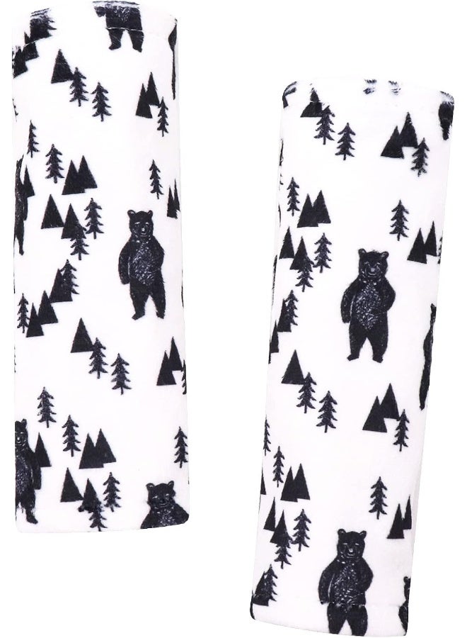 TANOFAR Baby Car Seat Belt Covers, Bear Car Seat Strap Covers for Boys, Fleece Stroller Strap Cover for Kids, Soft Car Seat Neck Cover, Newborn Car Seat Straps Shoulder Protectors, 2 Pack - Image 1