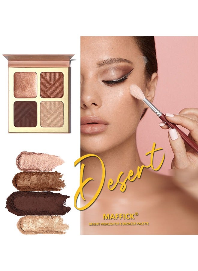 maffick Desert Highlighter & Bronzer Palette- 4 Color Eye Shadow Compact for Sculpting, Illuminating, and Beautifying the Skin Tone - Image 5