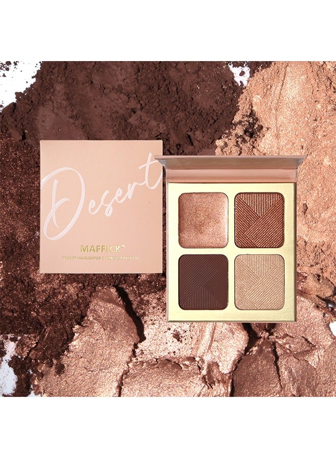 maffick Desert Highlighter & Bronzer Palette- 4 Color Eye Shadow Compact for Sculpting, Illuminating, and Beautifying the Skin Tone - Image 3