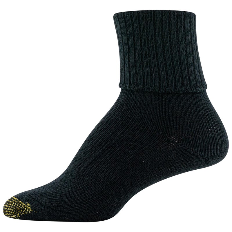 GOLDTOE Women's Bermuda Turn Cuff Socks, 3-Pairs, Black, Shoe Size: 6-9 - Image 4