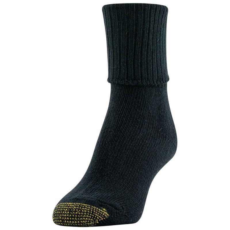 GOLDTOE Women's Bermuda Turn Cuff Socks, 3-Pairs, Black, Shoe Size: 6-9 - Image 3