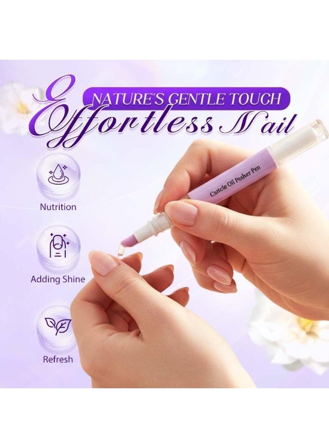 ATRJSZ 2-in-1 Cuticle Pusher  Oil Pen, 2026 New Cuticle Oil Pusher Pen, Portable Nail Care Pen Instant Cuticle Remover Tools for Dry Damaged Nails Hangnails Moisturizes Strengthens Brightens (3 PCS) - Image 2