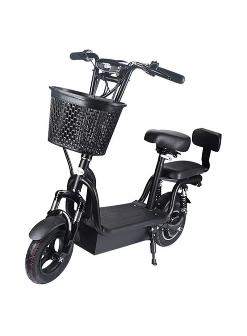 Black Electric Scooter for Adults with Front Basket, Double Seats, Top Speed 40km/Range 25-40km, 10 Inch Wheels - Image 1