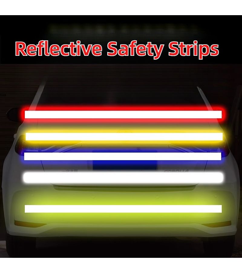 1PC 39.37 Inch Car Reflective Sticker Red Safety Warning Bumper Sticker Waterproof UV Resistant Scratch Resistant For Decorating Cars Bicycles Motorcycles Cover Scratches Enhancing Nighttime Visibility - Image 1