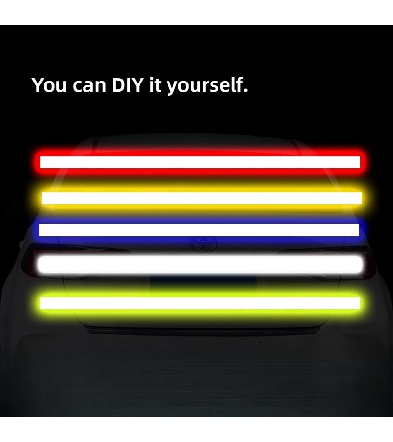 1PC 39.37 Inch Car Reflective Sticker Red Safety Warning Bumper Sticker Waterproof UV Resistant Scratch Resistant For Decorating Cars Bicycles Motorcycles Cover Scratches Enhancing Nighttime Visibility - Image 3