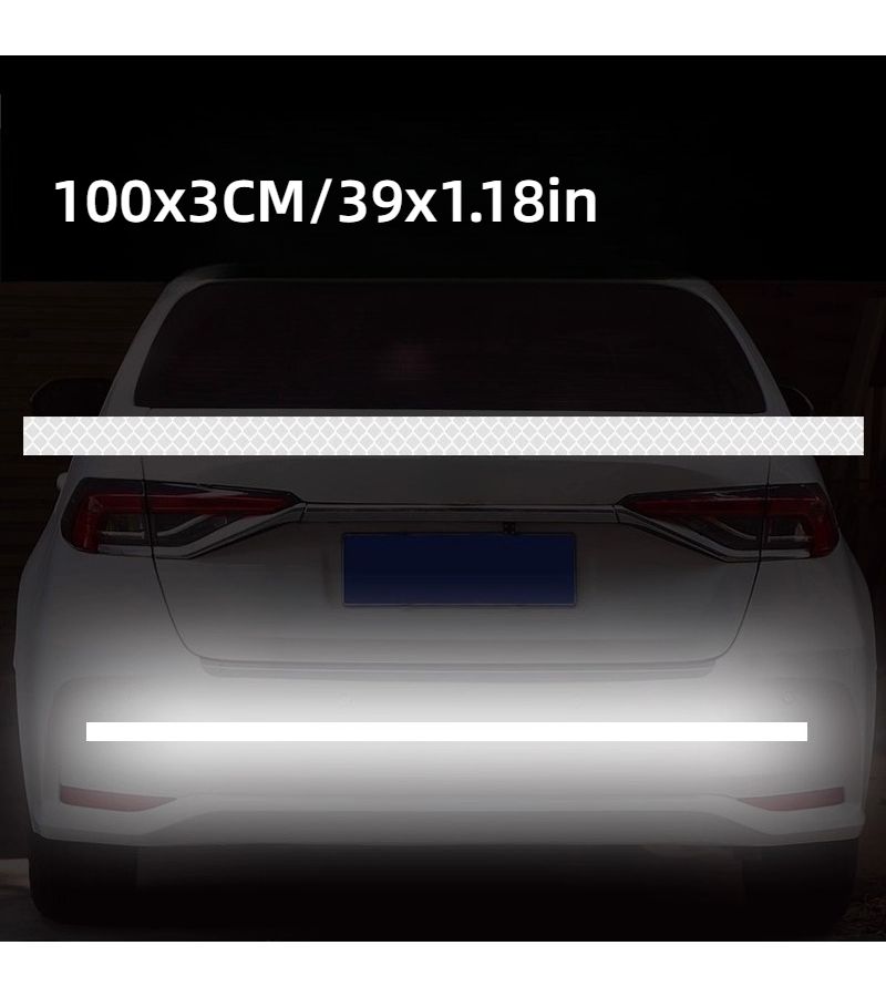1PC 39.37 Inch Car Reflective Sticker Red Safety Warning Bumper Sticker Waterproof UV Resistant Scratch Resistant For Decorating Cars Bicycles Motorcycles Cover Scratches Enhancing Nighttime Visibility - Image 2