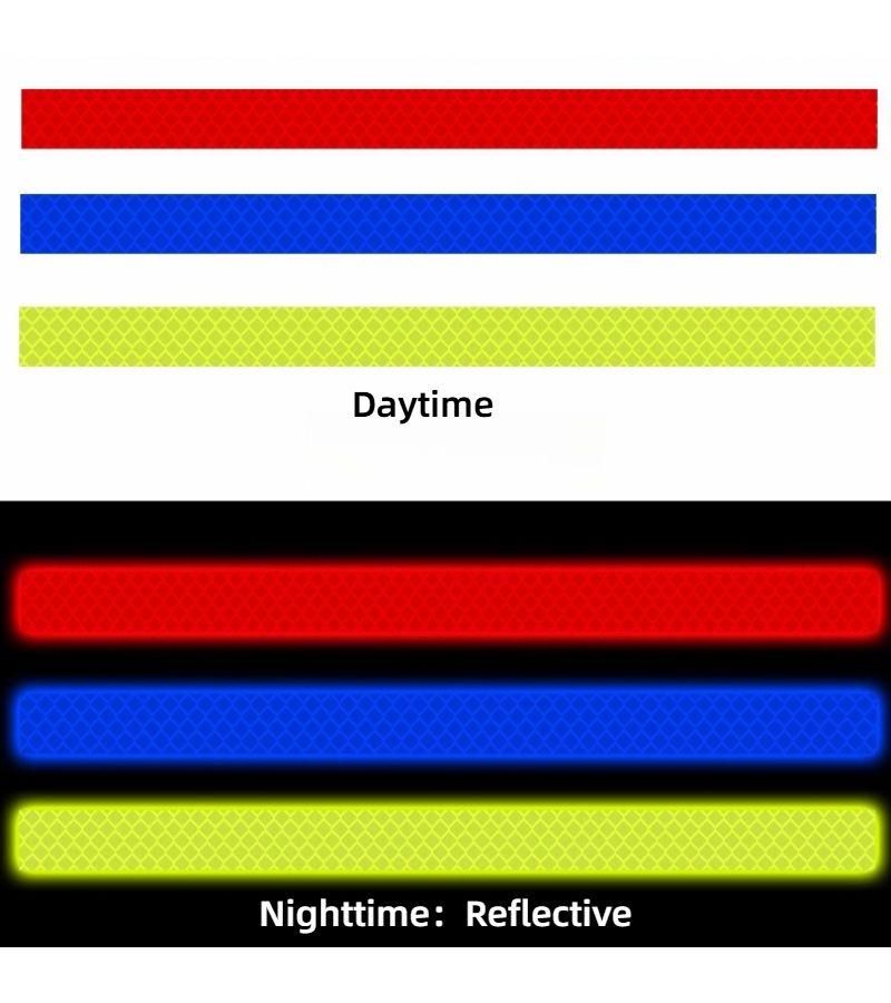 1PC 39.37 Inch Car Reflective Sticker Red Safety Warning Bumper Sticker Waterproof UV Resistant Scratch Resistant For Decorating Cars Bicycles Motorcycles Cover Scratches Enhancing Nighttime Visibility - Image 4