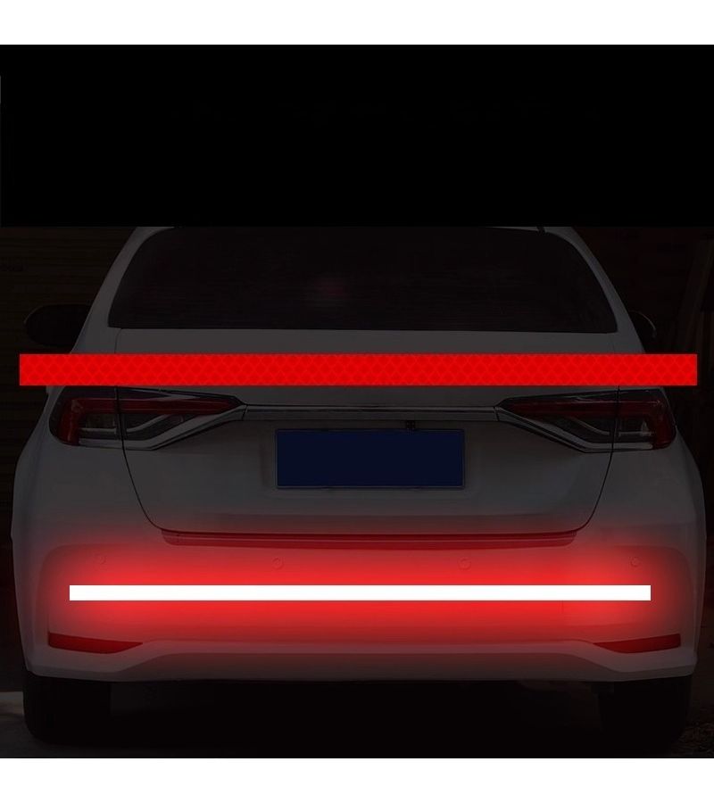 1PC 39.37 Inch Car Reflective Sticker Red Safety Warning Bumper Sticker Waterproof UV Resistant Scratch Resistant For Decorating Cars Bicycles Motorcycles Cover Scratches Enhancing Nighttime Visibility - Image 5