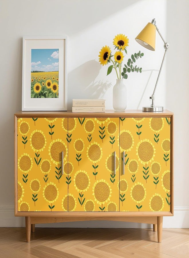 Decotalk Sunflower Wallpaper Peel and Stick Yellow Floral Wallpaper for Bedroom Sunflower Wall Paper Floral Flowers Contact Paper for Cabinets and Drawers 17.5x120 Inch Sunflowers Wall Cover Vinyl - Image 5