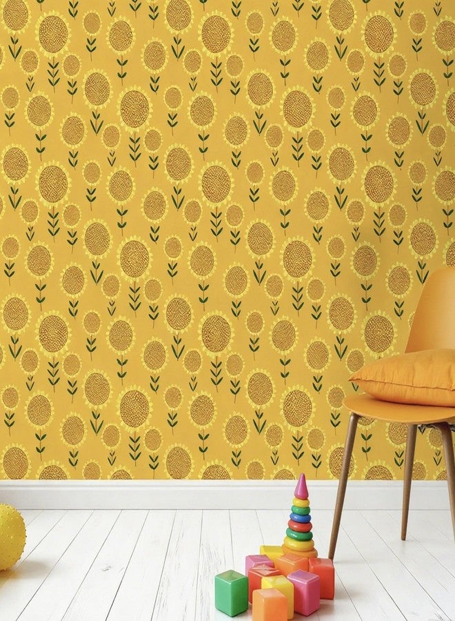 Decotalk Sunflower Wallpaper Peel and Stick Yellow Floral Wallpaper for Bedroom Sunflower Wall Paper Floral Flowers Contact Paper for Cabinets and Drawers 17.5x120 Inch Sunflowers Wall Cover Vinyl - Image 2