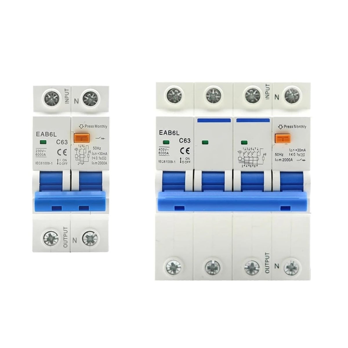 4p Rcbo Abb Generic 63A 4P RCBO Residual Current Breaker Overload Short Circuit ...