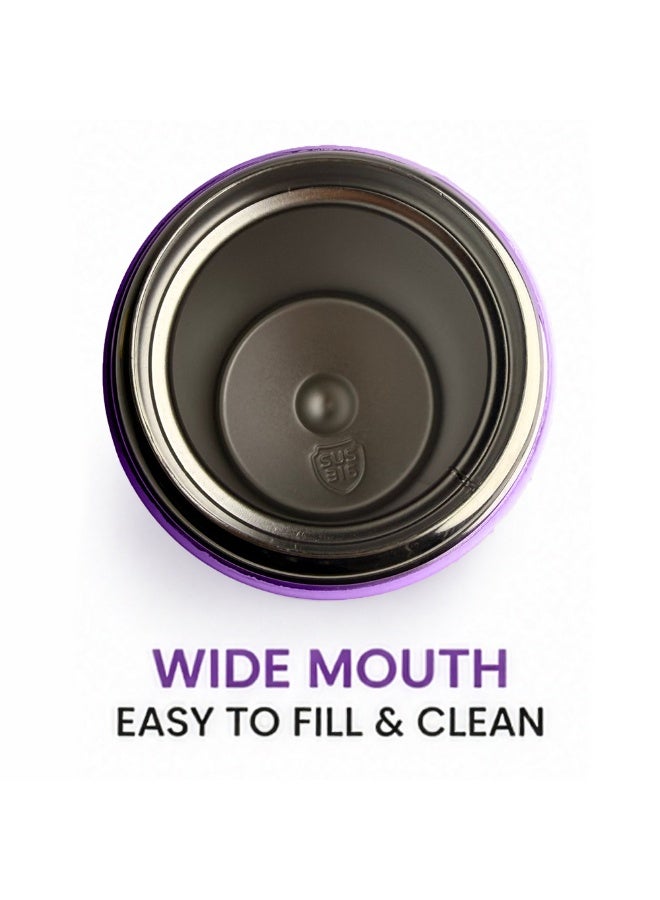 Cocobee-Insulated Stainless Steel Water Bottle, Leakproof, Soft Handle Grip, Odour Free, 500Ml, 3 Years+ - Purple - Image 3