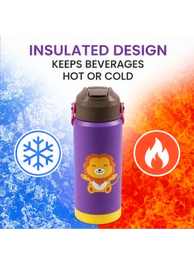 Cocobee-Insulated Stainless Steel Water Bottle, Leakproof, Soft Handle Grip, Odour Free, 500Ml, 3 Years+ - Purple - Image 5