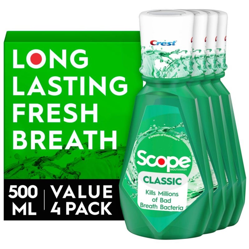 Crest Scope Classic Mouthwash, Original Formula, 500 Ml, 4 Count - Image 1