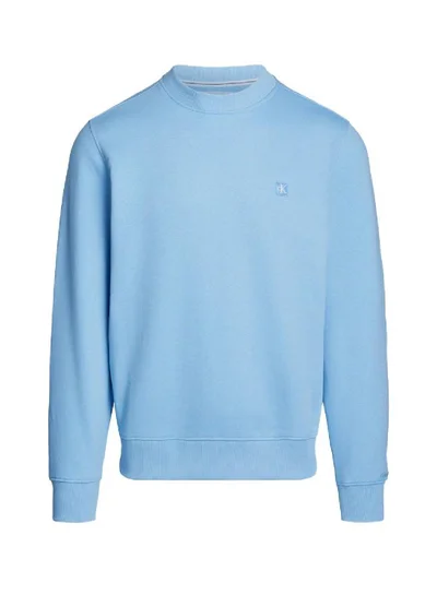 Calvin Klein Jeans Men's Cotton Terry Badge Sweatshirt -  cotton blend terry, Blue