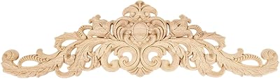 MUXSAM Long Wood Carved Appliques Onlays, 1-Pack Unpainted Decorative Corner Carving Decals Set for Wall Door Cabinet - Image 1