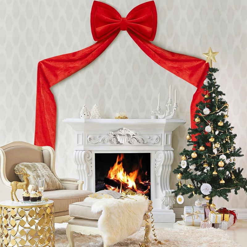 Iceyyyy 59 Inch Huge Red Bow Christmas Tree Topper,Double-Layer Large Red Velvet Decorate Bows,Extra Large Red Christmas Velvet Bow for Home Party Wedding Car Holiday Decor - Image 5