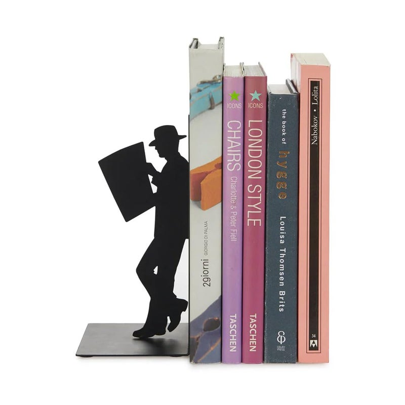 Balvi The Reader Bookend Decorative Metal Book Holder for Shelves Modern Black Design Ideal for Home and Office Dcor for Book Lovers Sujetalibros
