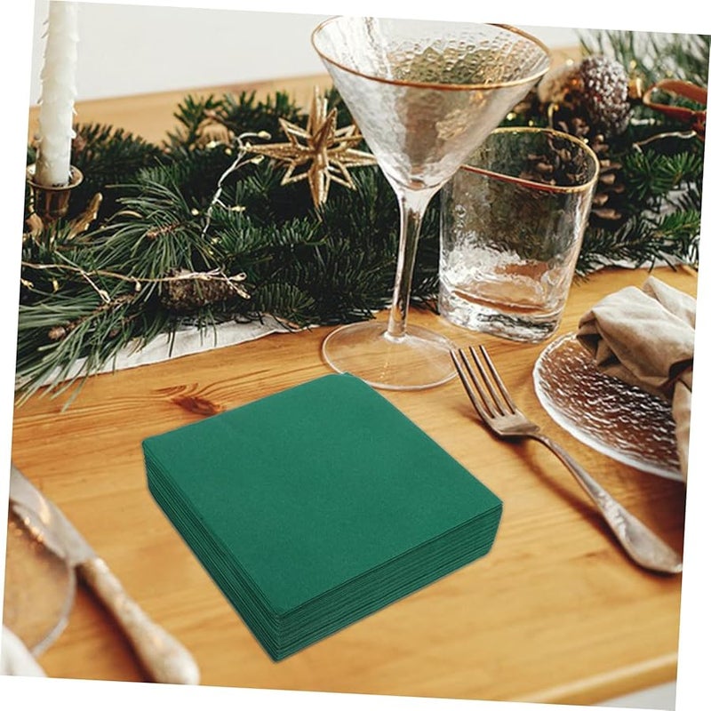 مناديل ورقية قابلة للتخلص أخضر داكن 50 قطعة ماصة لحفلات الزفاف والحفلات وطاولات العشاء - Image 5