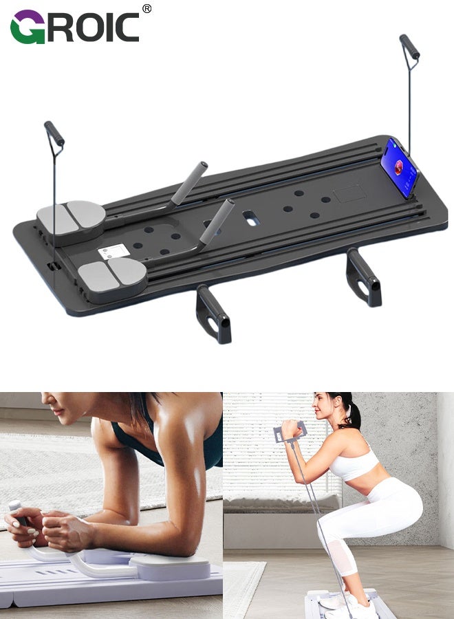GROIC 5 in 1 Pilates Board Multifunctional Ab Exercise Board Machine, Push Up Pilates Reformer Set Ab Roller Wheel, Ab Trainer, Ab Machine, Exercise Board, Abdominal Board Exercise Equipment for Home - Black - Image 1