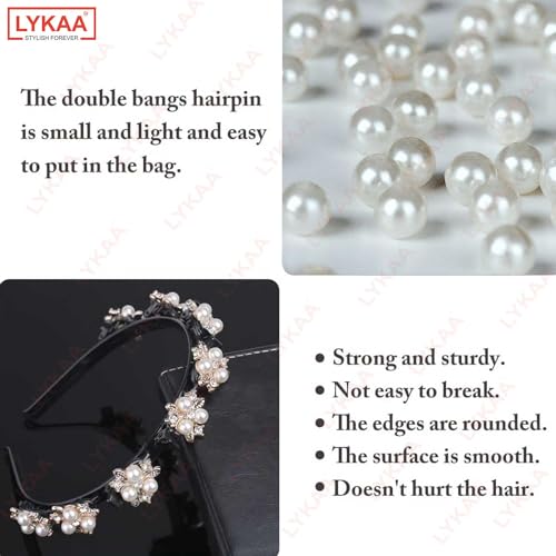 LYKAA Headband Hair Accessories for women Styling Braided Double Layer Twist Plait With Elegant Flower Alligator Clips Chic Pearls And Rhinestones Headband For Girls Bridal (Pack Of 1) - Image 4