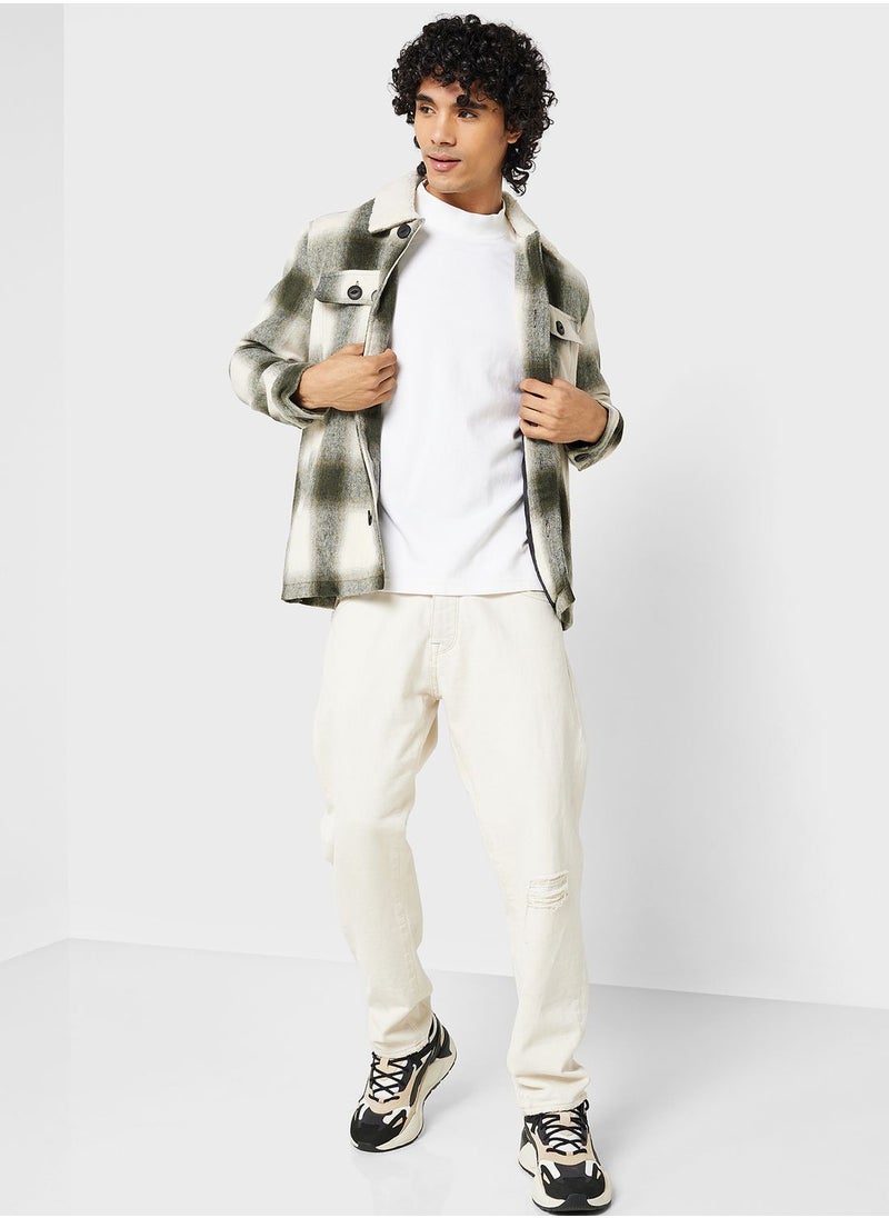 BRAVE SOUL - Checked Jacket With Cream Sherpa - Image 1