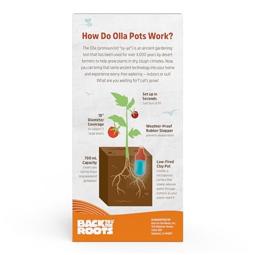 Back to the Roots عودة إلى الجذور - وعاء أولّا تيراكوتا ذاتي الري (عبوة من 3)، 700 مل يوفر أسبوعًا واحدًا من الري الدقيق - Image 2