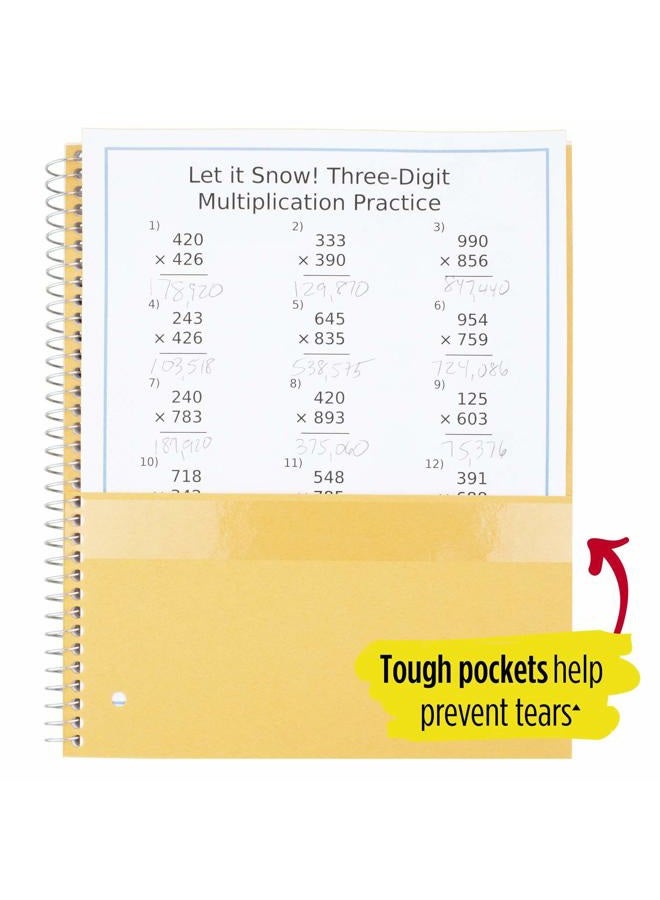 Five Star Spiral Notebooks, 5 Subject, College Ruled Paper, 200 Sheets, 27.9 cm x 21.6 cm, Teal, Yellow, 2 Pack (73509) - Image 4